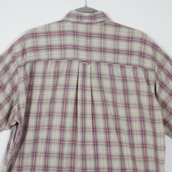 Vintage Woolrich Mens Plaid Button Up Size Large Short Sleeve Red Green - Picture 5 of 12